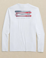 MENS LONG SLEEVE PERFORMANCE TEE CLASSIC WHITE OARS AND STRIPES