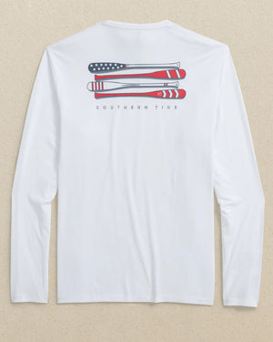 MENS LONG SLEEVE PERFORMANCE TEE CLASSIC WHITE OARS AND STRIPES