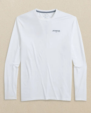 MENS LONG SLEEVE PERFORMANCE TEE CLASSIC WHITE OARS AND STRIPES