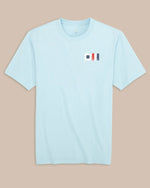 MENS SHORT SLEEVE FLAG LEFT CHEST TEE CHILLED BLUE