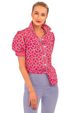 PUFF SLEEVE TOP LUCY IN THE SKY CORAL/PERI