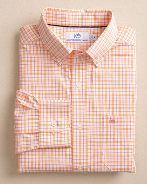 M SS TURNBERRY PLAID SHIRT PEACH PARFAIT