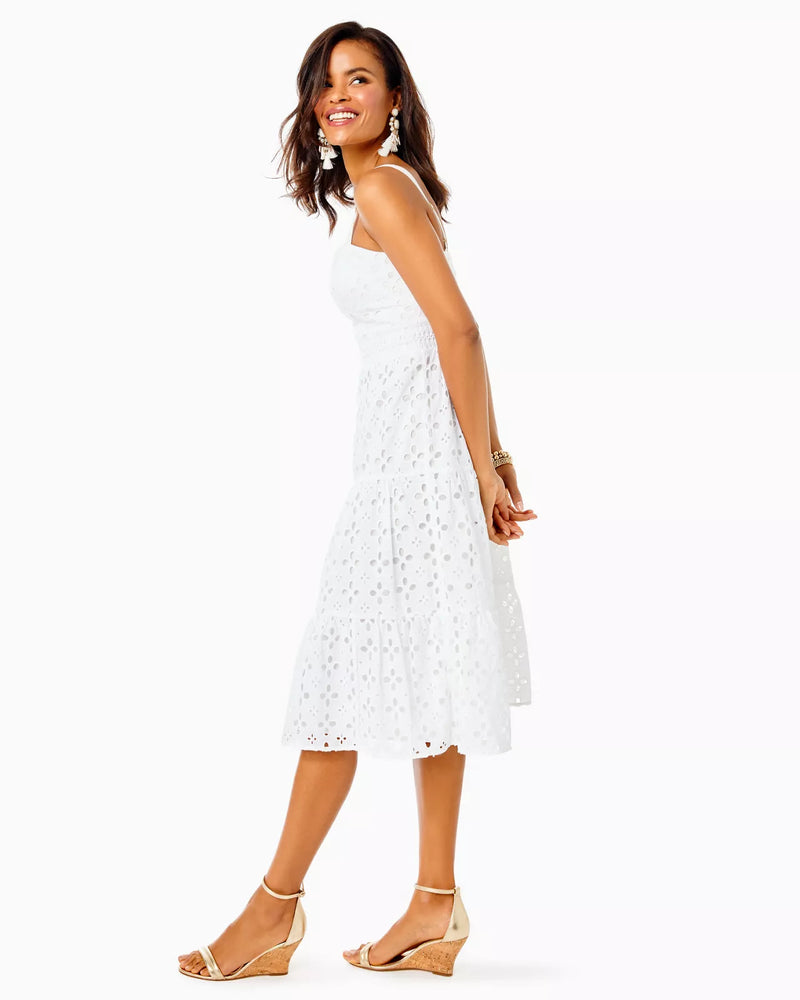 MAJORIE EYELET DRESS RESORT WHITE FLIRTY FLORAL EYELET – Village Palm